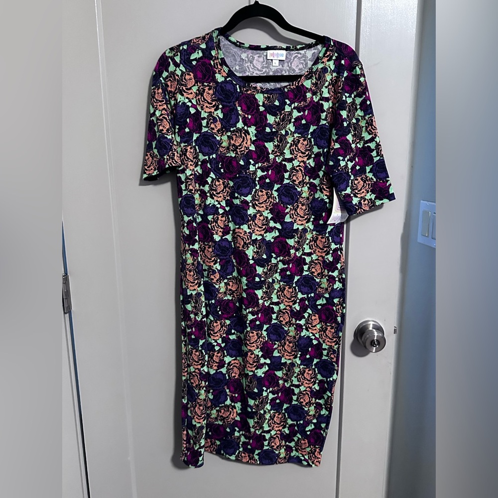 *LuLaRoe Purple and Green Floral Midi Dress